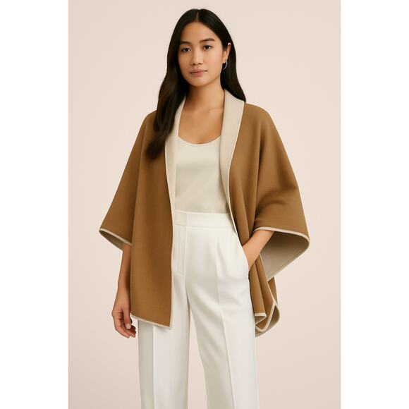 Interdee Reversible Sweater Poncho - Picture 1 of 14